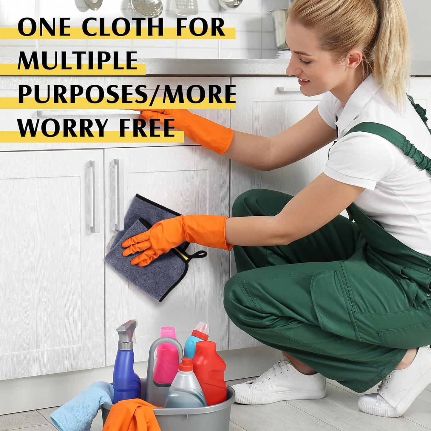 Nuenen 20 Pcs Microfiber Cleaning Towels for Cars 800 GSM Thick Plush Microfiber Cleaning Cloth Dusting Cloth Auto Detailing Absorbent Towels for Car Kitchen Window, 15.75 Inch(Grey and Yellow)