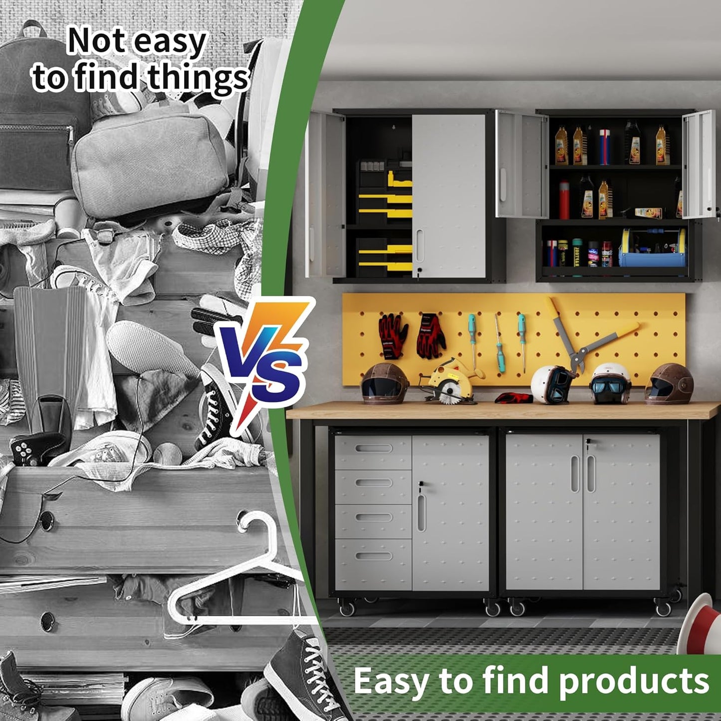 Garage Wall Cabinet,Metal Wall Cabinet with Doors and Adjustable Shelves,Steel Utility Wall Mounted Tool Cabinets for Home,Office,Kitchen,Warehouse