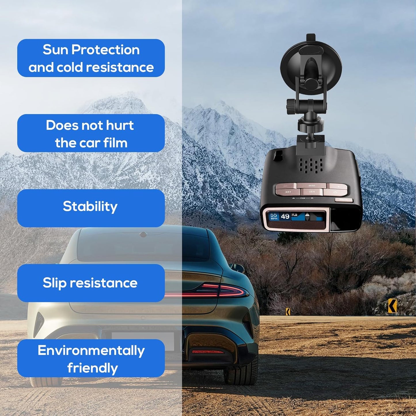 Super Radar Detector Mount,Super Car Windshield,Dashboard Suction Cup Bracket,Suitable for Escort IX,IXc,Max 3,Max 4,Max 360 MKII,Max360C,2020 Max 360 Radar Models (For w/EZ Magnet Connection Radar)