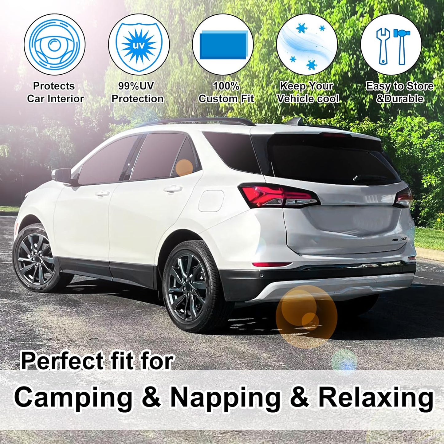 TINGLU Window Shades for Chevrolet/Chevy Equinox 2018-2024 Accessories Car Side Full Windows Rear Triangular Windshield Sun Shade Sun UV Rays & Privacy Protection for Camping,Napping,and Relaxing 8PCS