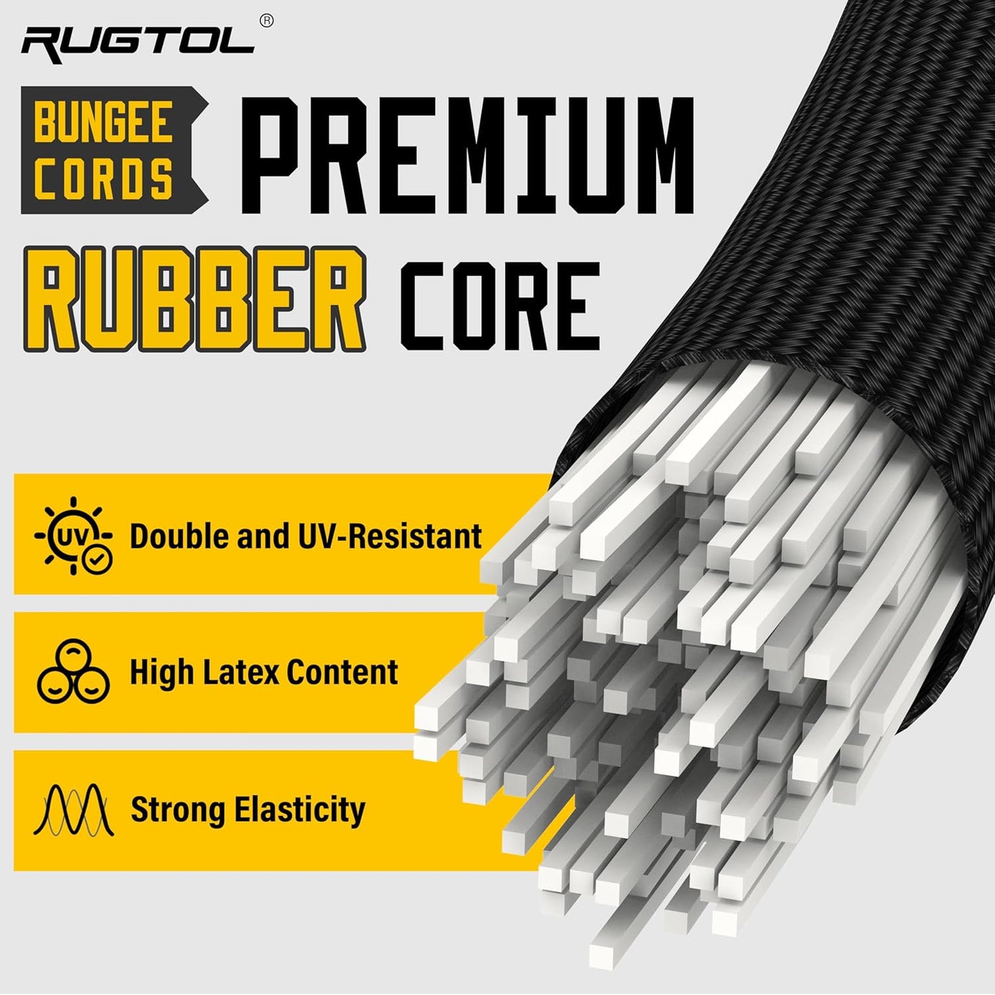 Upgraded Adjustable Bungee Cords with Hooks, 6 Pack Heavy Duty Outdoor Carabiner Bungee Cord, Black Super Elastic Bungee Straps Easily Adjust from 7" to 18", Great for Camping, Tarps, Bike Racks, Tent