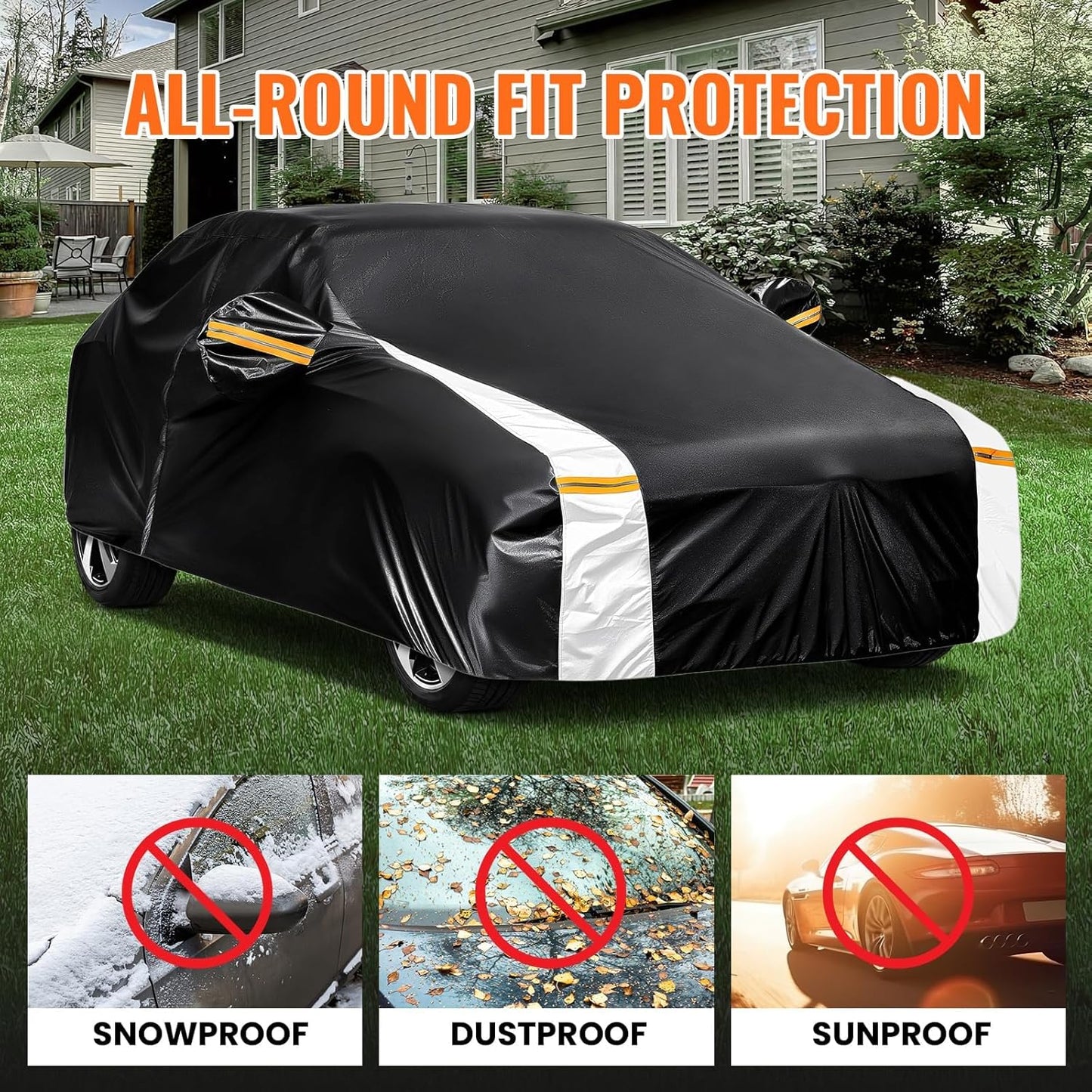 BMW 3 Series Car Cover 100% Waterproof All Weather, Gift with Towel, 10 Layers Sedan Car Cover Custom Fit 2005-2025 BMW 320i/325i/328i/330i/335i, Outdoor Covers Rain Sun UV Protector with Door Zipper.