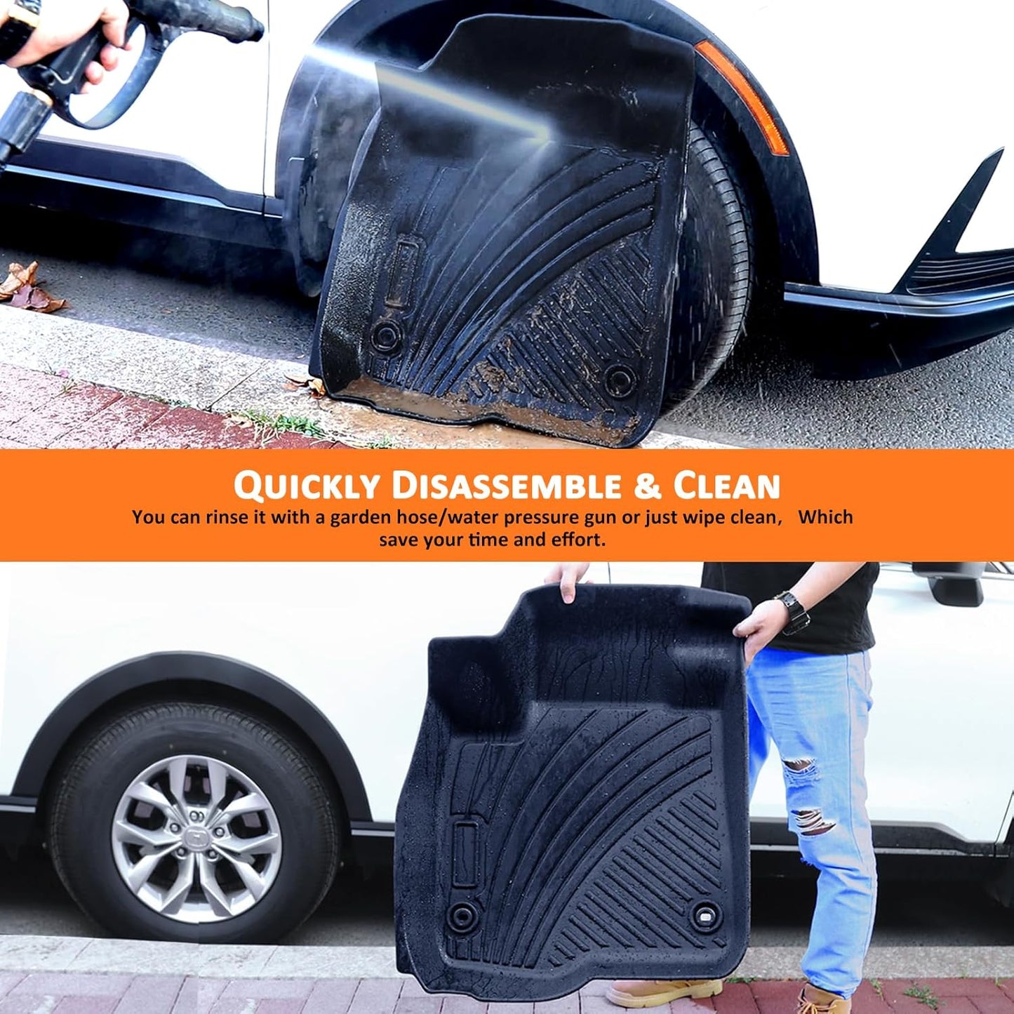 Binmotor-All Weather Floor Mats & Cargo Liner for Dodge Charger RWD 2011-2023/2011-2023 Chrysler 300 RWD, Heavy Duty Floor Liners, Charger Car Trunk Cargo Mat, Trunk Liner 3D Car Mats