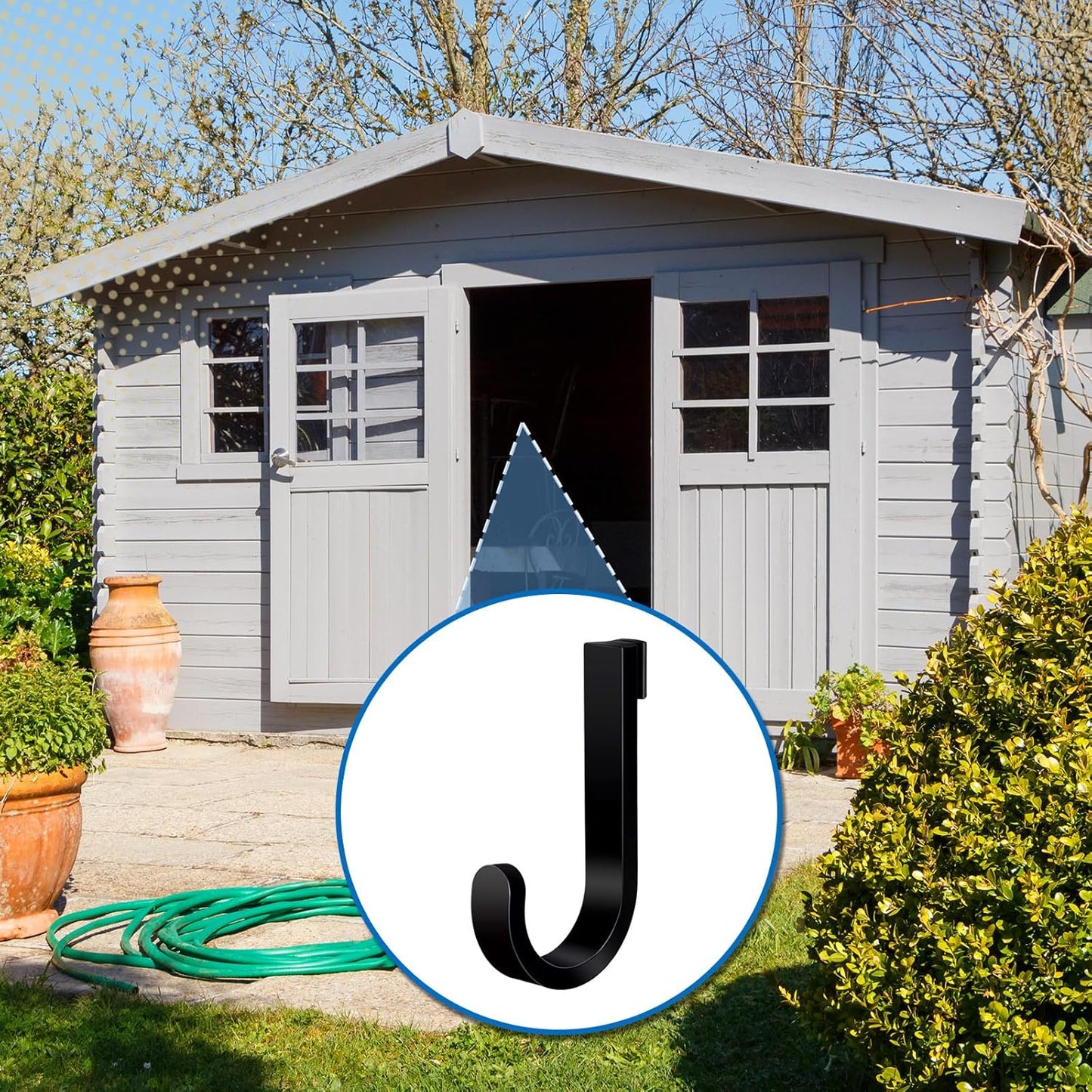 8 Pack Black J Shed Storage Hooks Storage Hooks Compatible with Lifetime Sheds Shed Accessories Organization Parts Hanging Home Office Garage Bathroom Dressing Rooms Wall-Mounted Coat Racks