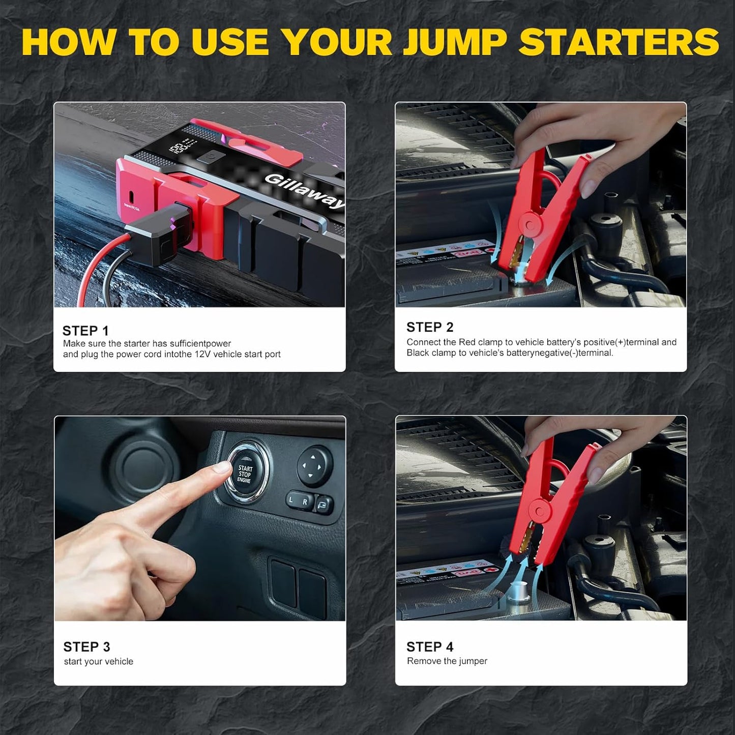 001B 3500A Car Jump Starter Battery Pack (Up to 9.0L Gas and 7.0L Diesel Engine), 12V Car Charger Jump Starter Portable Battery Jump Starter with Power Bank