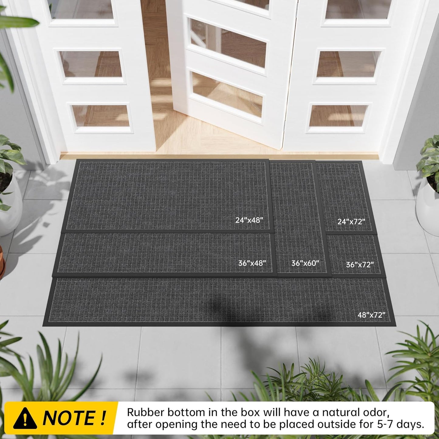 Durable Front Door Mat, 72" x 36" Heavy Duty Indoor Outdoor Doormat for Entryway, Non-Slip Rubber Backing, Stain and Fade Resistant Commercial Floor Mat for Home Office Entry
