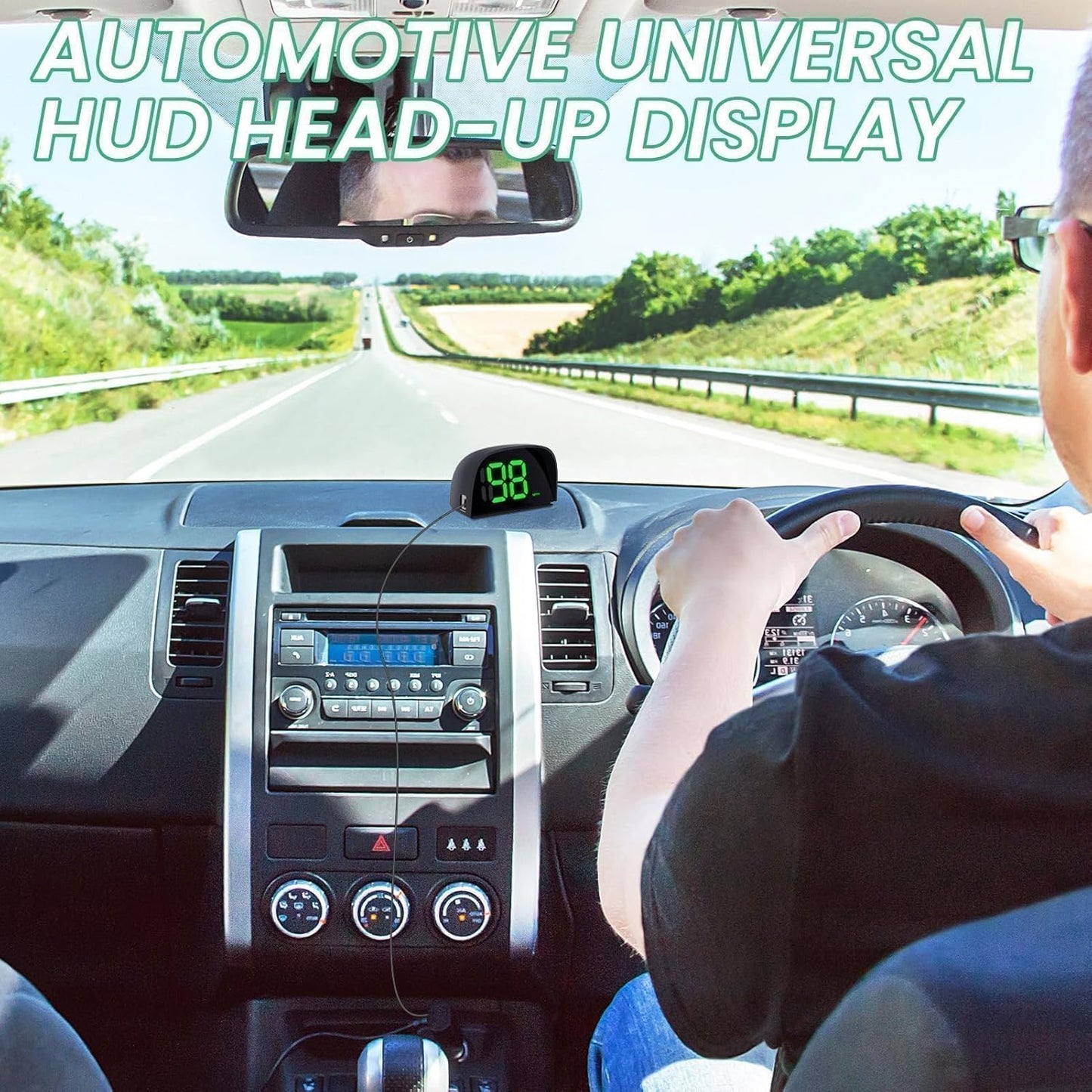 GPS Digital Speedometer for Car MPH Golf Cart Universal HUD Speed Meter with LED Large Font Head Up Display Car Accessories with USB Cable Plug Play for Truck Motor SUV Golf Cart All Vehicles