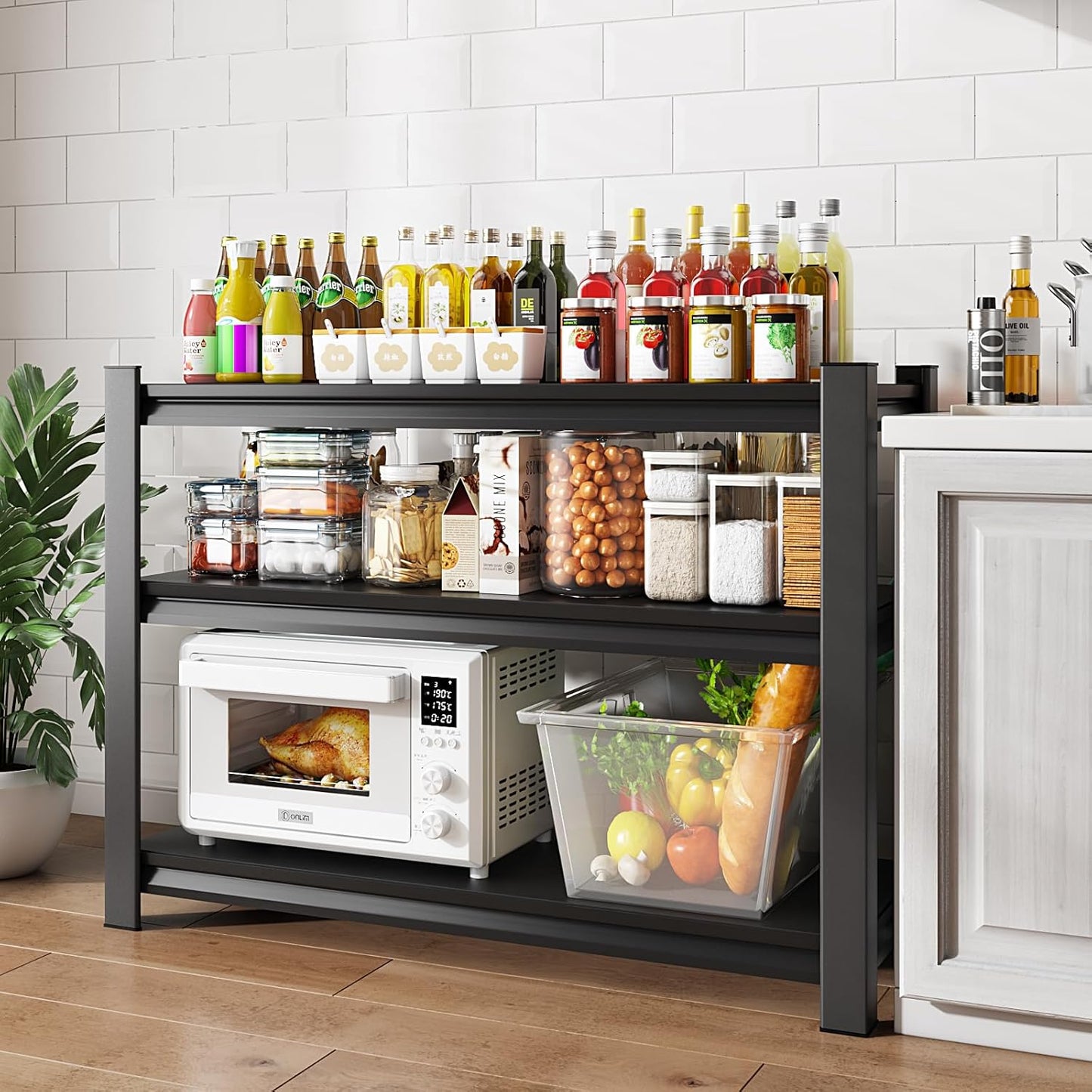 3-Tier Garage Shelving Heavy Duty,48" W Metal Shelving Unit for Garage, 1650 lbs Load Capacity Utility Rack Shelves& Garage Shelves, 48”W x 18”D x 39”H(Black)