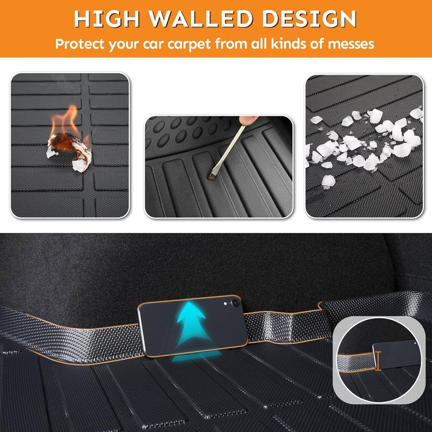 Binmotor-Floor Mats for Toyota Corolla 2009-2013, Front & 2nd Row, TPE All Weather Car Accessories Mats for Toyota Corolla Custom Fit for Corolla Floor Liners Waterproof Car Mats