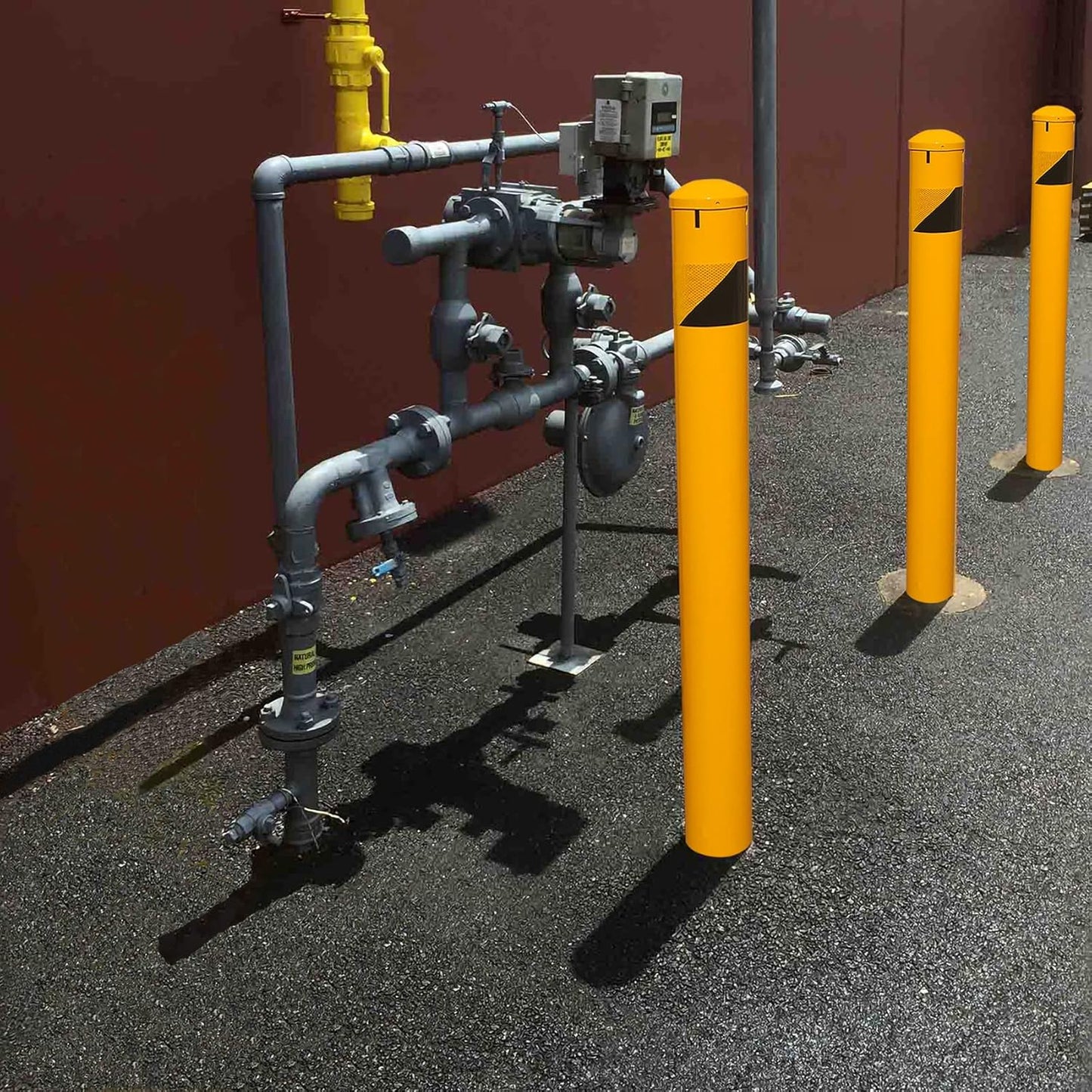 46" High Pour in Place Steel Bollard Post with Removable Cap, 4-1/2" OD Safety Bollard Yellow Powder Coat, Metal Bollard Parking, Door Front Barrier