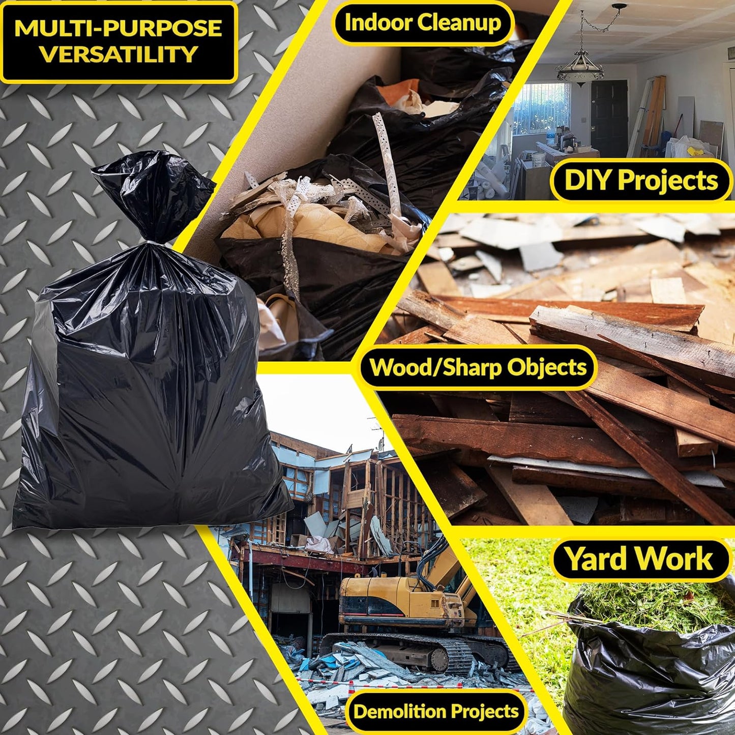 Reli. Contractor Garbage Bags 55 Gallon | 40 Trash Bags | Heavy Duty | Black Contractor