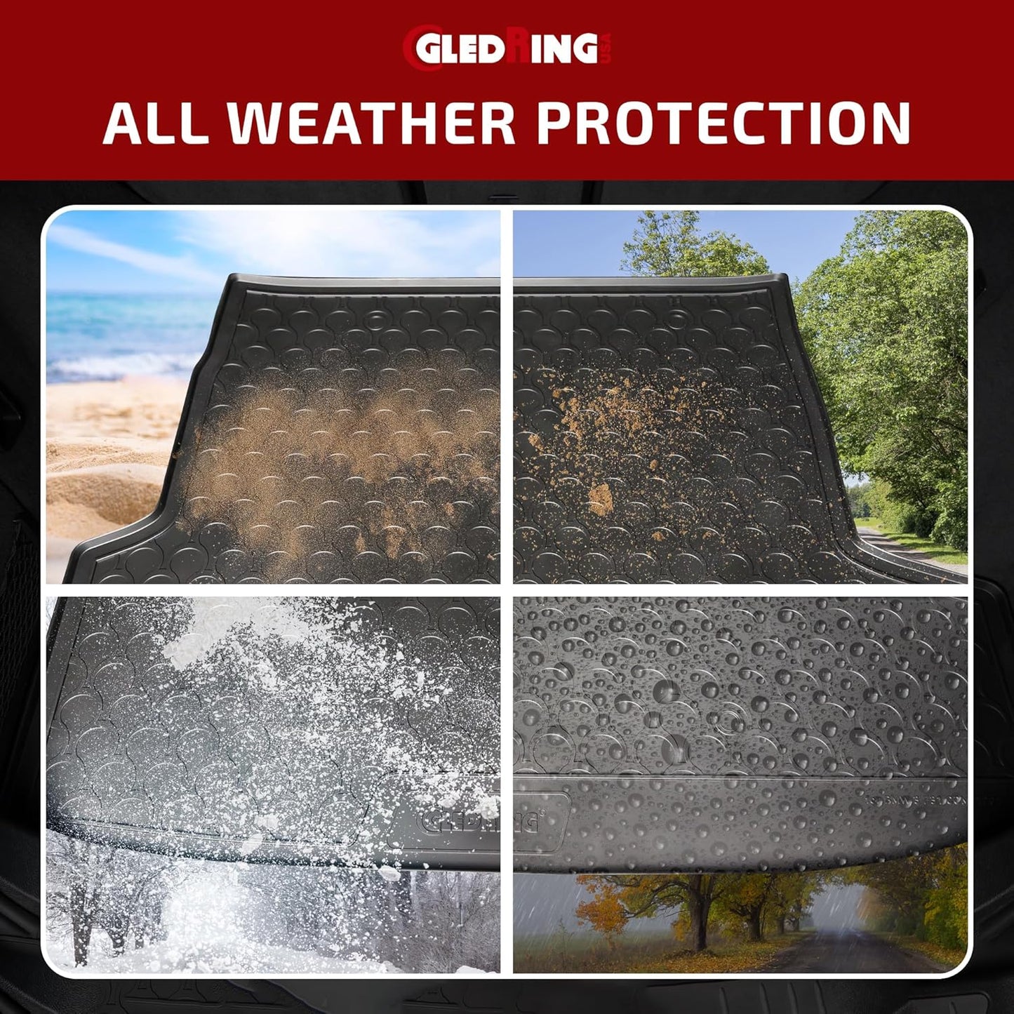 Gledring USA Custom Fit All-Weather Rubber Cargo Liner Intended for Toyota RAV4 2019-2023, No Trimming Required, Tailored Custom Fit, Protects from Rain, Mud, & Snow