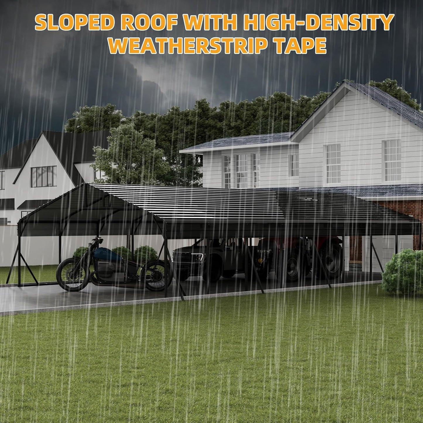 20' x 40' Heavy Duty Metal Carport With Galvanized Steel Roof, Metal Roof Carport With Enhanced Base, Tall MetalCarport Kits Garage for Tractors, Pickup, Boat, Car