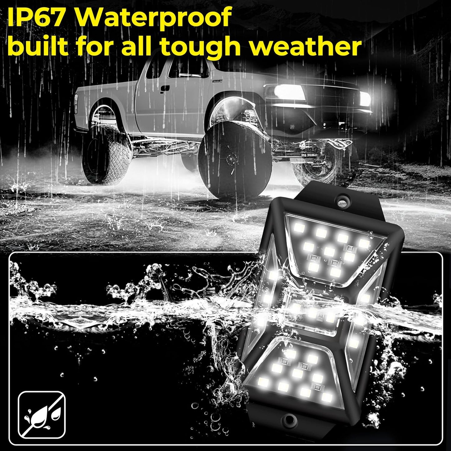 30 Pods 810 White Rock Lights with 11yd/10M Extension Wire, 6000K Super Bright Underglow Light, Waterproof IP67, 360° Full Angle Illuminate Rock Lights for Trucks Jeep UTV ATV SUV Boats