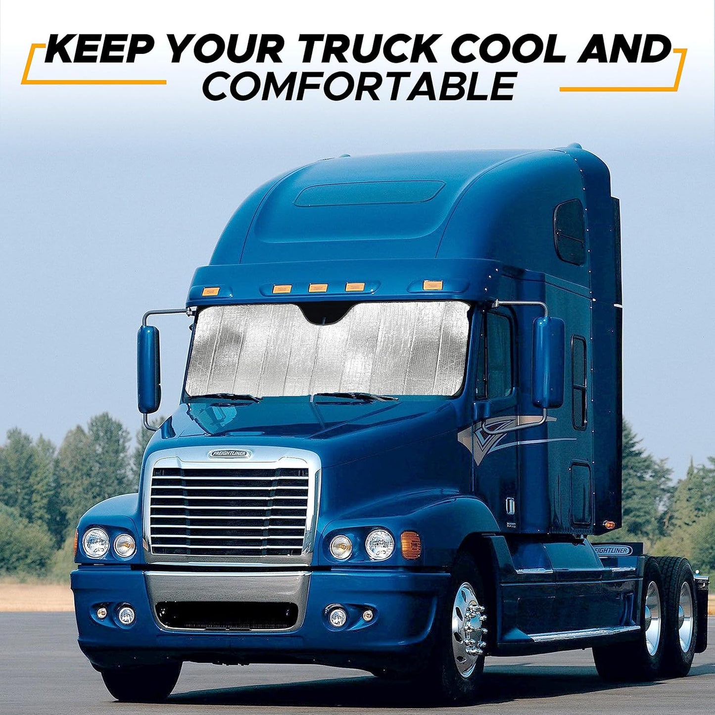 EcoNour Accordion Sun Shade Windshield for Trucks | Automotive Windshield Sun Shade to Keep Your Rig Safe | Fits for Semi Truck Windshields, Commercial & Big Rig Truck | XXL (80 x 30 inches)