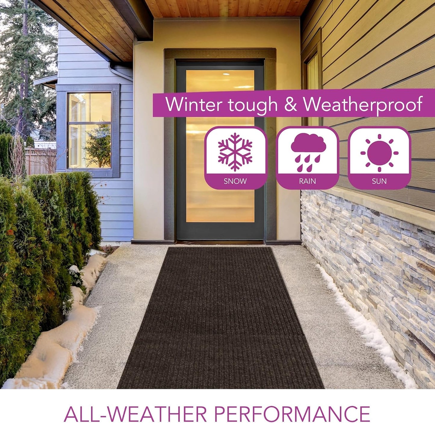 iCustomRug Spartan Weather Warrior Duty Indoor/Outdoor Utility Ribbed in 3ft,4ft,6ft Widths 70 Custom Sizes with Natural Non-Slip Rubber Backing 4'X72' in Brown