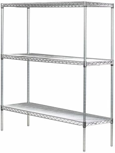 Omega Stainless Steel Shelves, 18" Deep x 60" Wide x 34" High 3 Tier Heavy Duty Wire Shelving Unit for Kitchen Garage Office Restaurant Warehouse 800-lb Per Shelf Weight Capacity