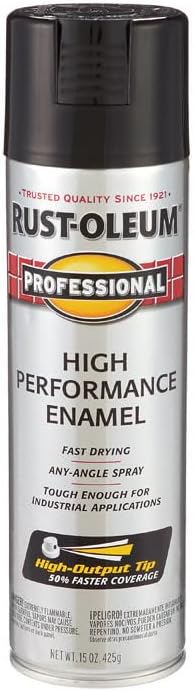 Rust-Oleum 7579838 Professional High Performance Enamel Spray Paint, 15 Oz, Gloss Black