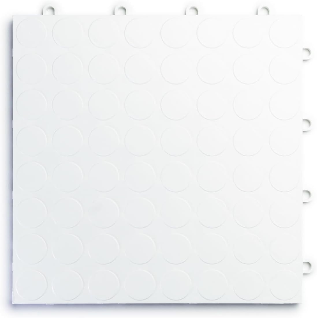 Big Floors RaceDeck CircleTrac, Interlocking Non-Slip Garage Flooring Tile, Durable, Modular, Heavy-Duty Copolymer, Easy Install (White, 24 Pack of 12 x 12" Tiles)