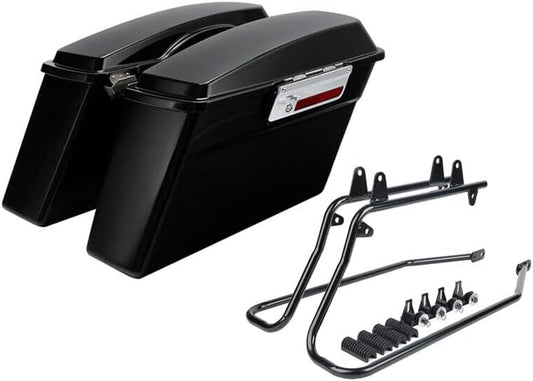 XFMT Hard Saddlebags Saddle Bag Turnk W/Black Conversion Brackets For Harley Heritage Softail Deluxe 1984-2017