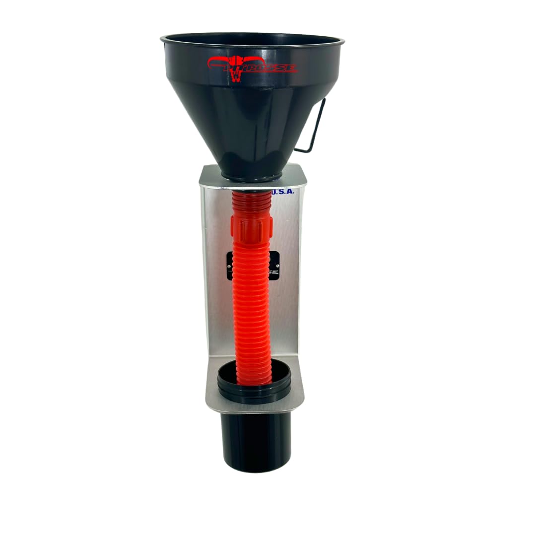 Pit Posse PP3367-Kit Oil Funnel and Holder for Automotive Oil Change Large Wide Mouth Flex Flexible Spout Extension Funnel with Handle and Strainer, for Liquid, Diesel, Kerosene, Gas, Coolant