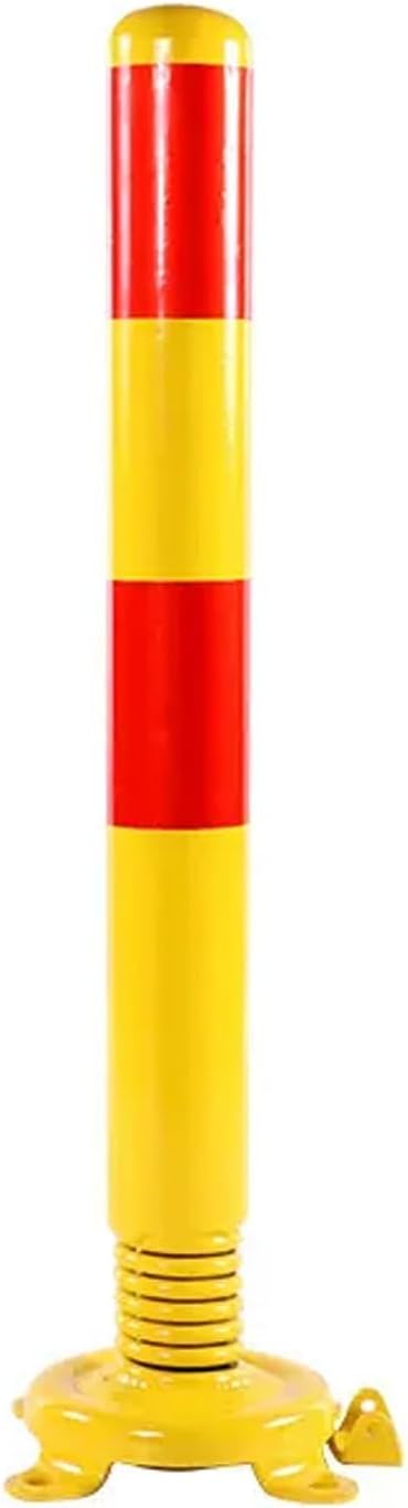 Safety Bollard Post, Spring Parking Post with Warning Stripes, Driveway Garage Security Post Barrier, Traffic Barricade Cones, for Indoor and Outdoor Parking(Yellow (1PCS))