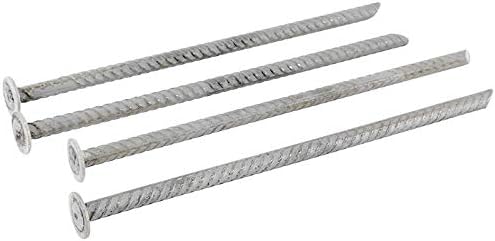 SmartSign Rebar Spikes - Pack of 4, Length 14", Diameter 1/2", Heavy Duty Metal Rebar Stakes for 6ft Parking Curbs/Wheel Stop/Speed Bump, Silver