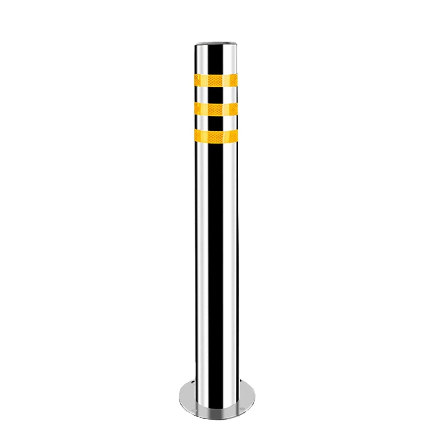 Stainless Steel Parking Bollards for Driveway, Industrial Safety Bollards Reflective Channelizer Post, Parking Barrier, Sturdy and Durable, Easy to Install, for Crowd Control(Silver (1pcs),7.6*60cm/3*