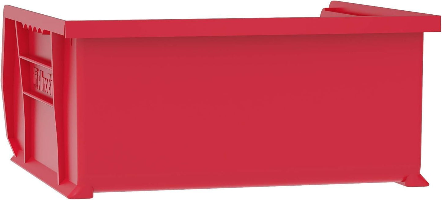 Akro-Mils 30235 AkroBins Plastic Storage Bins, Space-Saving Stackable Bins for Garage, Pantry, Craft Organization, 11-" x 11-" x 5-", Red, 6-Pack