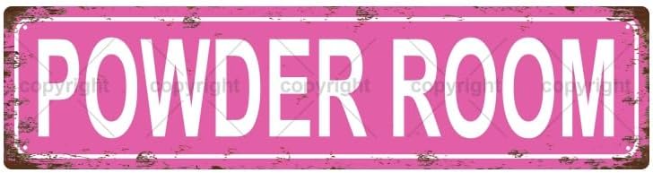 POWDER ROOM Space Vintage Metal Tin Street Sign Bar Cafe Garage Cave Home Room Wall Bathroom Farmhouse Garden Porch Patio Decor, 16 x 4 Inch