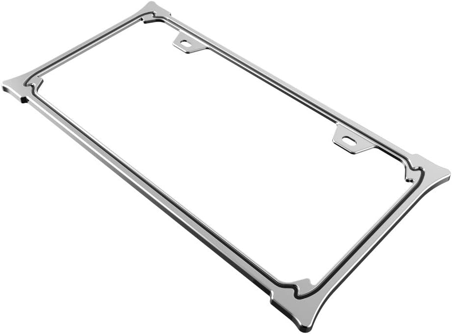 Creathome 3D Chrome License Plate Frames, Pure Zinc Alloy Metal with Horn Shape Pattern