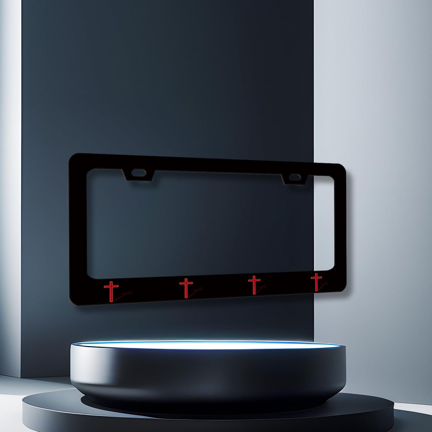 Jesus Cross License Plate Frame Red Christian Cross License Plate Holder Funny License Plate for Car Decoration Stainless Steel Religiou Car Accessories with Screws Men Women 12.3" x 6.3"