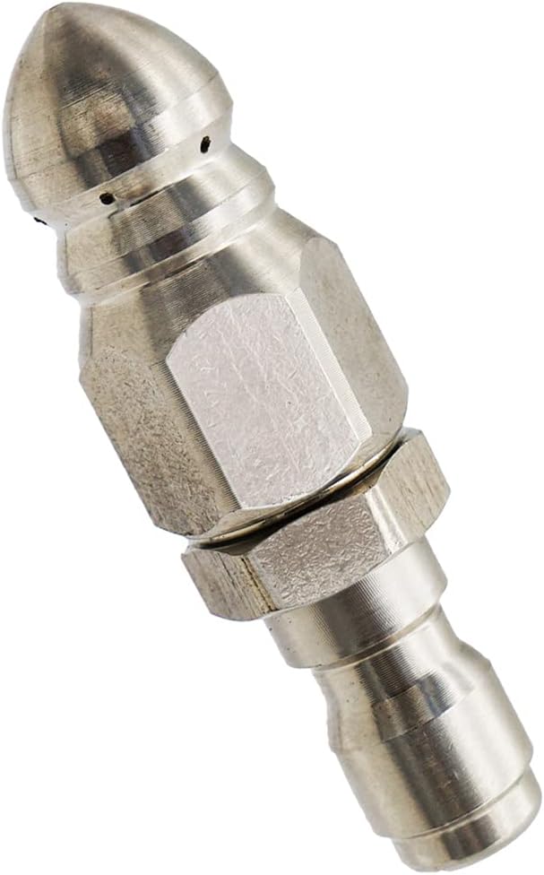 Pressure Washer Sewer Jetter Nozzle with Stainless Steel, Mini Compact Durable Sewer Jet Nozzle,Pressure Drain Jetter Hose Nozzle,1/4'' Quickly Connector, 5000 PSI (1 set)