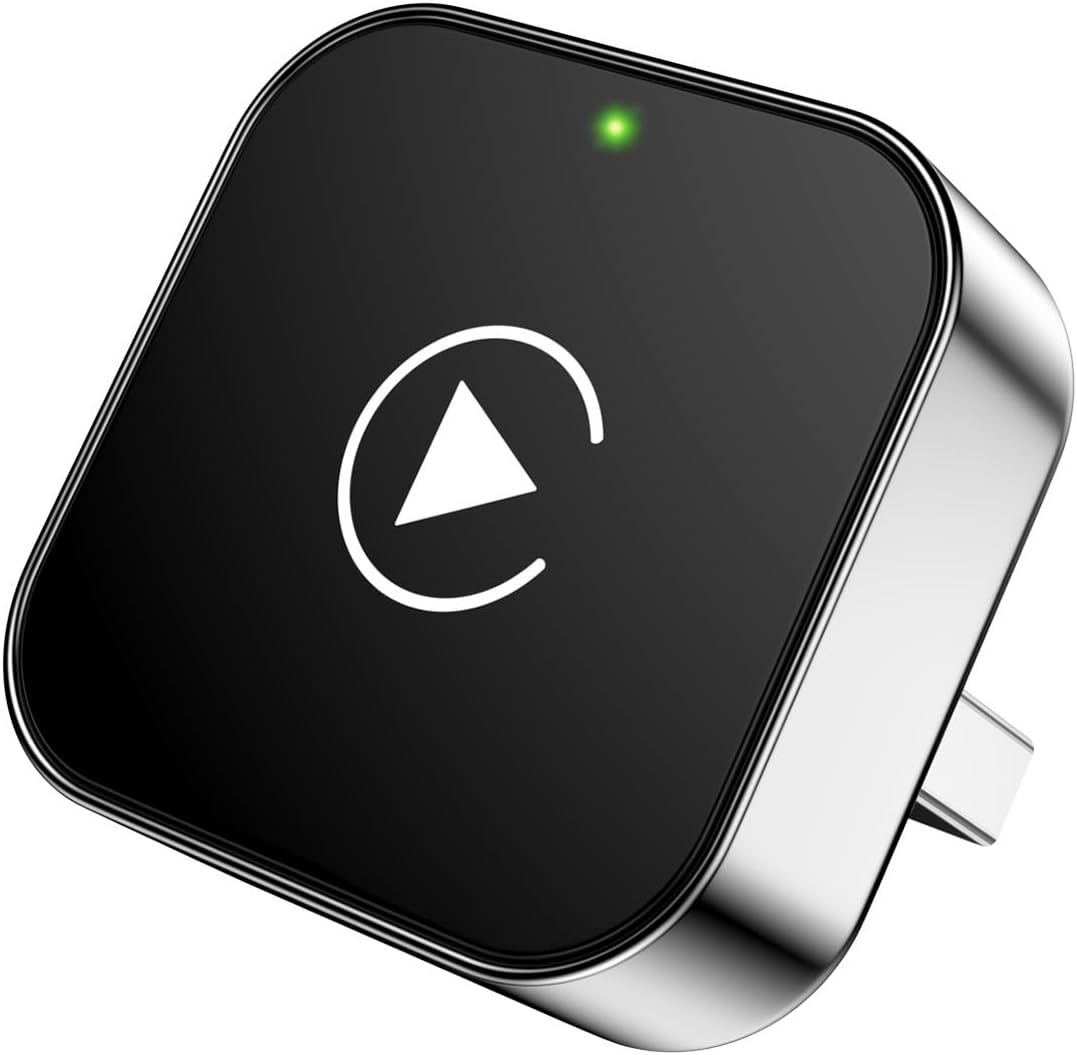 Wireless CarPlay Adapter for iPhone, 2025 Upgrade Convert Wired to Wireless Apple CarPlay Adapter, Mini Size USB Design for Cars with USB-A & Type-C Extension Cables, Stable Control, Plug and Play