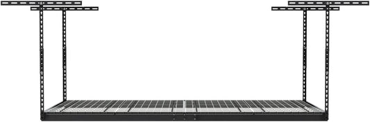 MonsterRax Overhead Garage Storage Rack - 4 x 8 Ceiling Rack for Garage Racks, Organization Shelving, Adjustable Hanging Shelf, Grey 18"- 33" Height Adjustment