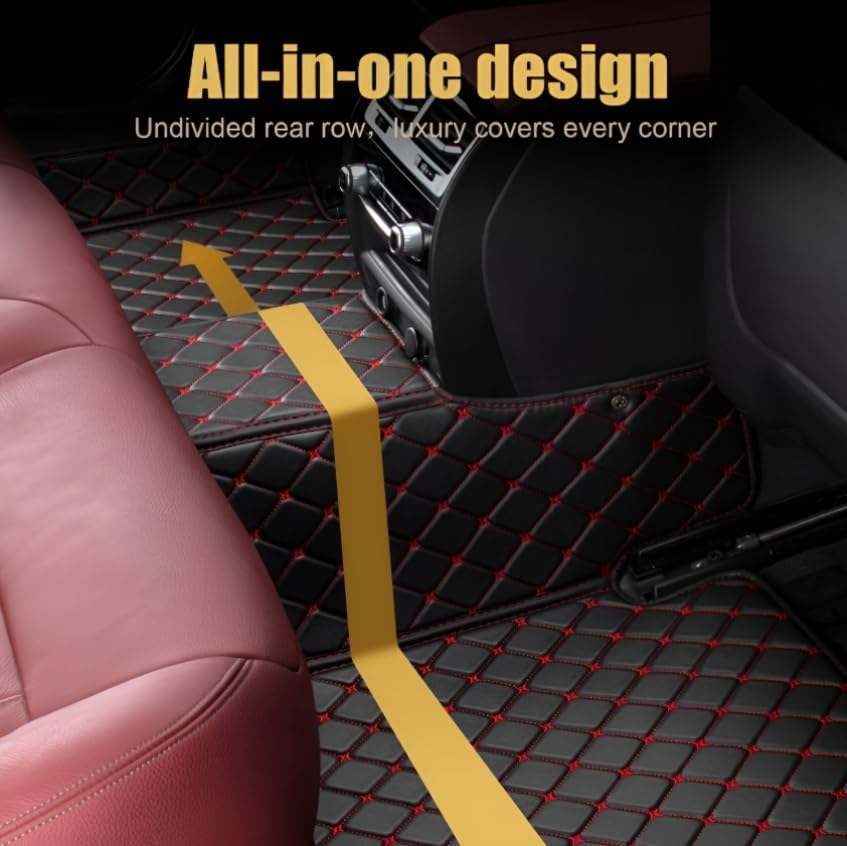 Add Personal Touch to Your Vehicle with IMEISH Customizable Logo Text Car Mats for 99% of vehiclesPads Protection Non-Slip Leather Floor Liners (Yellow and Black Stripes)