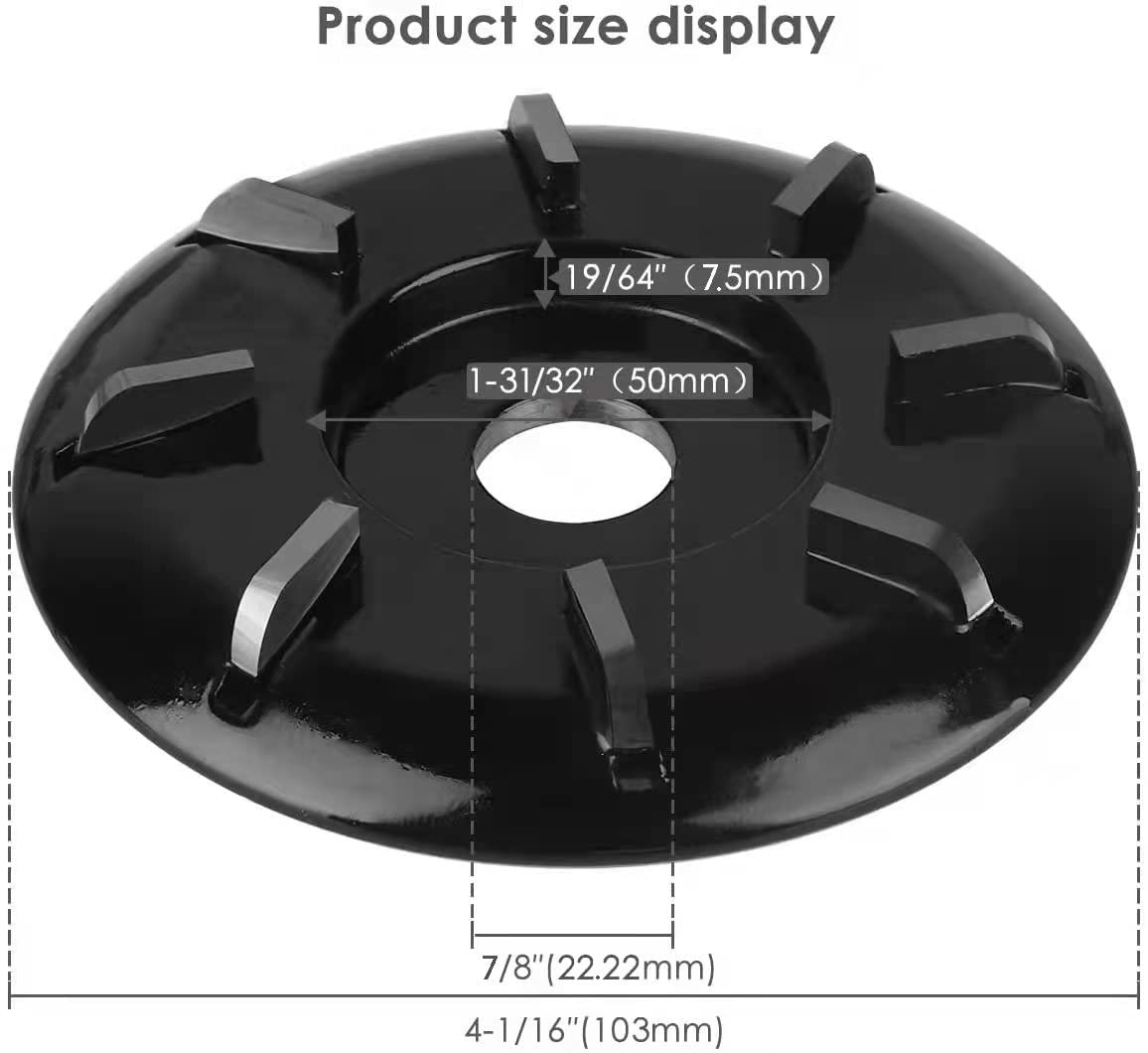 Wood Turbo Carving Disc (Curve) 103mm in 8 Teeth, for 4-1/2 Inch or 5 Inch American Standard Angle Grinder by KOWOOD