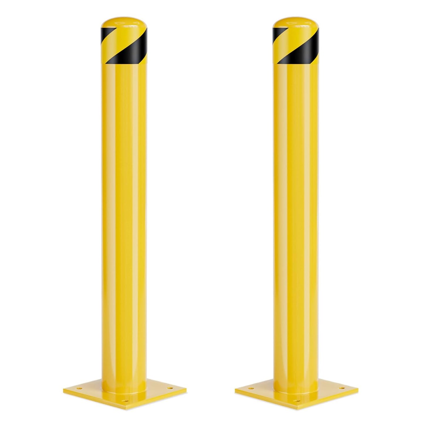 Safety Bollard Post, 36 Inch Height Steel Bollards, 4.5 Inch Diameter Parking Bollard, Yellow Powder Coated Safety Parking Barrier Post, for Traffic Sensitive Areas (36inch 2Pack)