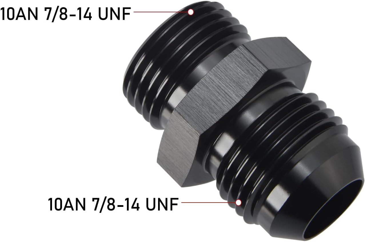 10AN Male Flare to 10AN ORB O-ring Boss Fuel Pump Rail Adapter Fitting Aluminum Black