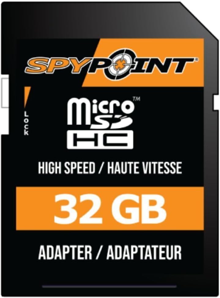 SPYPOINT 32GB Micro SD Memory Card Trail for Cameras | Adapter Media Storage for Trail and Game Cameras Designed | Used in Hunting and Trail Cams (Class 10 Speed)