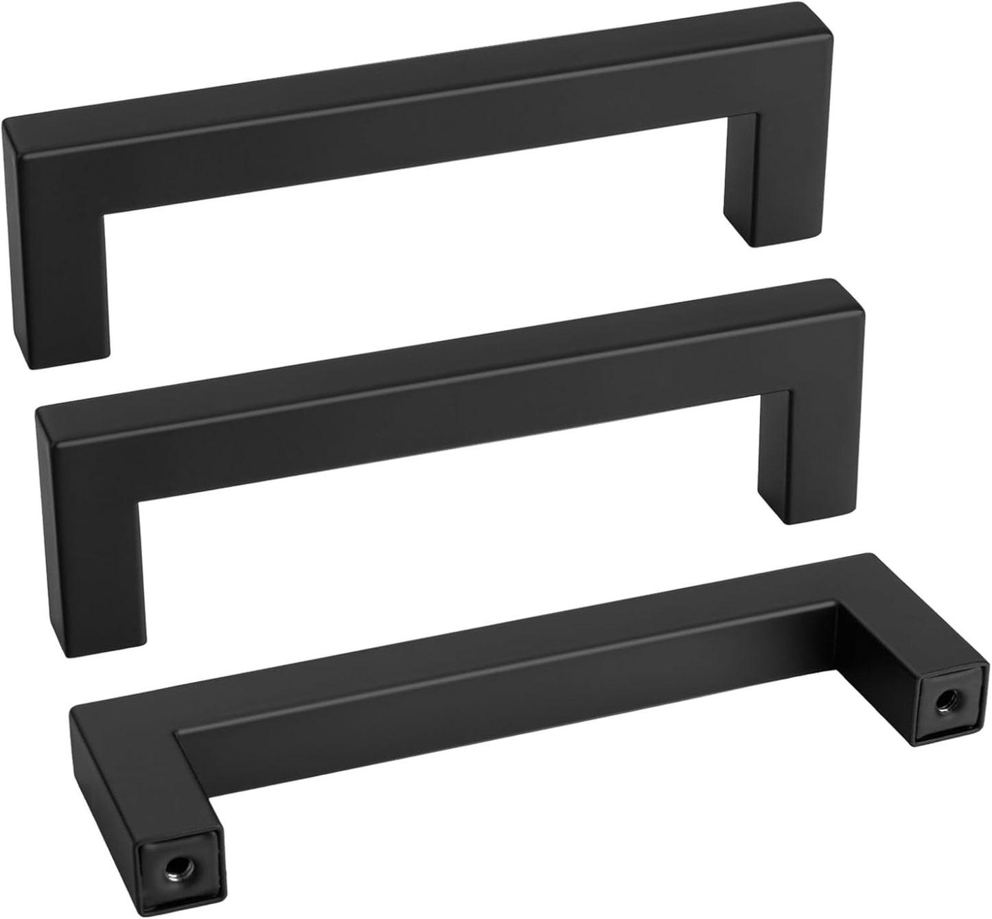 goldenwarm 50 Pack 4 INCH Black Square Bar Cabinet Pull - Drawer Pulls Stainless Steel Modern Hardware for Kitchen and Bathroom Cabinets Cupboard - Center to Center 4in(102mm) Cabinet Handles