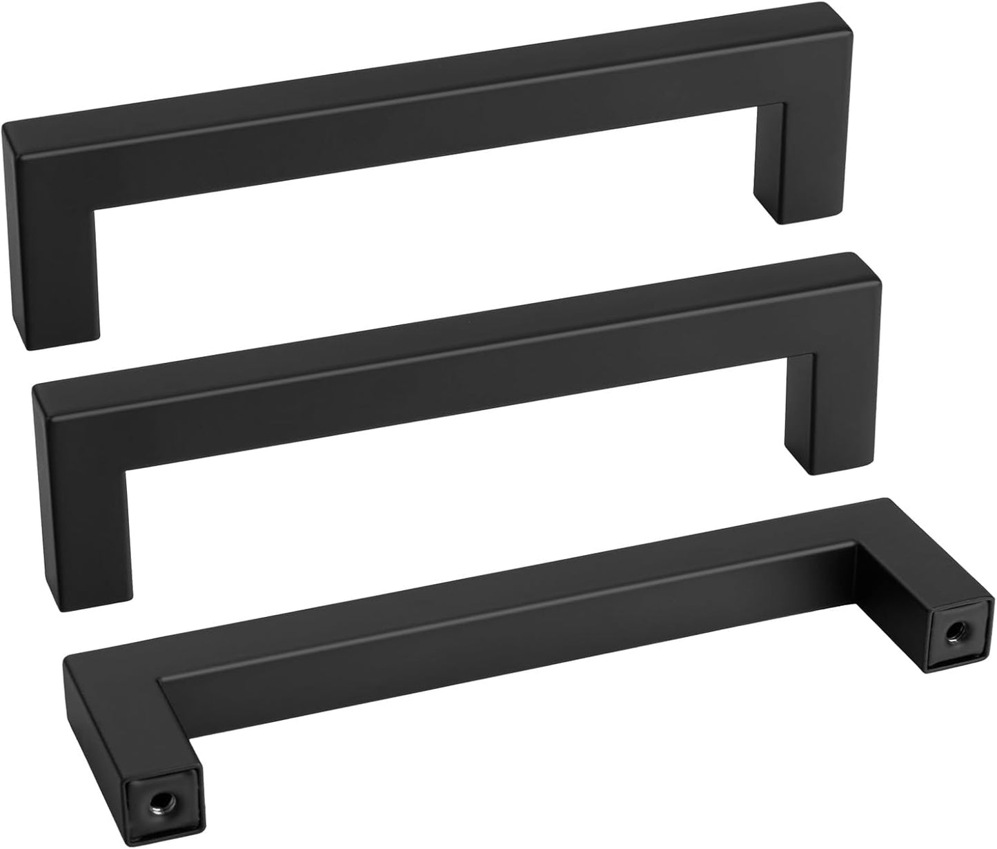 goldenwarm 50 Pack 5 Inch Black Cabinet Handles - Matte Black Drawer Pulls Stainless Steel - 128mm Cabinet Hardware Square Bar Modern Cabinet Pulls for Kitchen Bathroom Cupboard