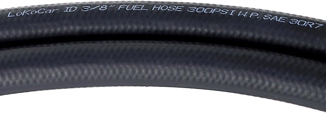LokoCar Rubber Fuel Hose Line Push Lock 3/8" ID SAE 30R7 NBR 5ft 300PSI Black