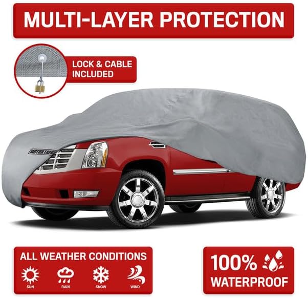 Motor Trend 4-Layer 4-Season Auto (Waterproof Outdoor UV Protection for Heavy Duty Use Full Car Cover for Vans, Suvs, Crossovers up to 200")