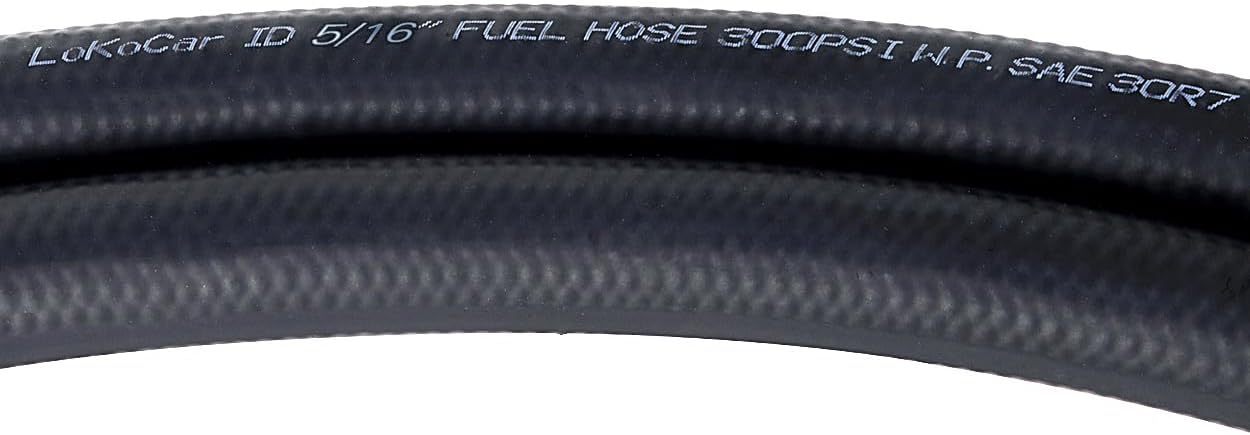 LokoCar 5/16" ID Fuel Hose Line Push Lock NBR Rubber SAE 30R7 300PSI 5ft Black
