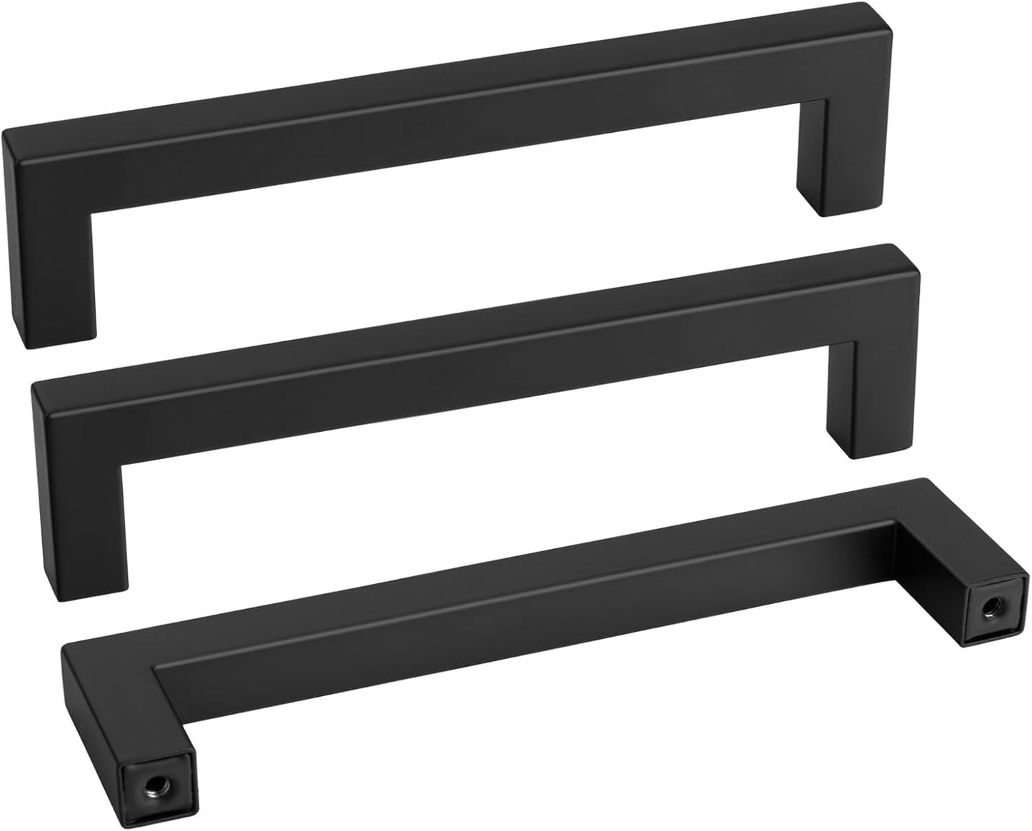 goldenwarm 150 Pack 6-1/4INCH Black Square Bar Cabinet Pull Drawer Handle Stainless Steel Modern Hardware for Kitchen and Bathroom Cabinets Cupboard,Center to Center 160mm Kitchen Cupboard Handles