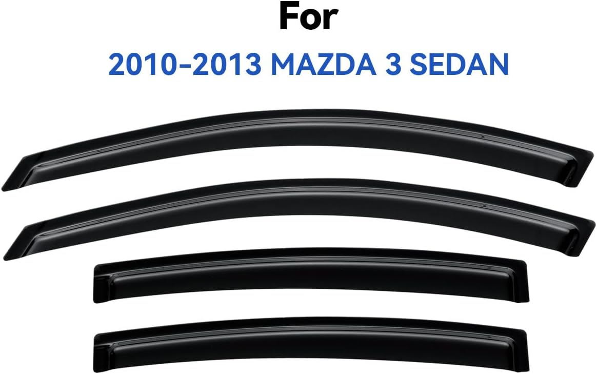 Window Visors Rain Guards Shield for 2010 2011 2012 2013 Mazda 3 Sedan, Out-Channel Window Vent Wind Deflectors Visors Shades for 10 11 12 13 Mazda 3 (Not for Mazda 3 Hatchback)