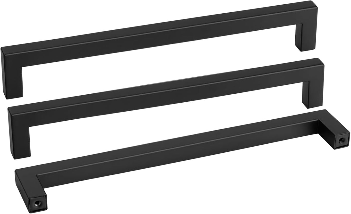 Goldenwarm 2 Pack Black Square Bar Cabinet Pull Drawer Handle Stainless Steel Modern Hardware for Kitchen and Bathroom Cabinets Cupboard,Center to Center 12-3/5in(320mm) Kitchen Door Handles