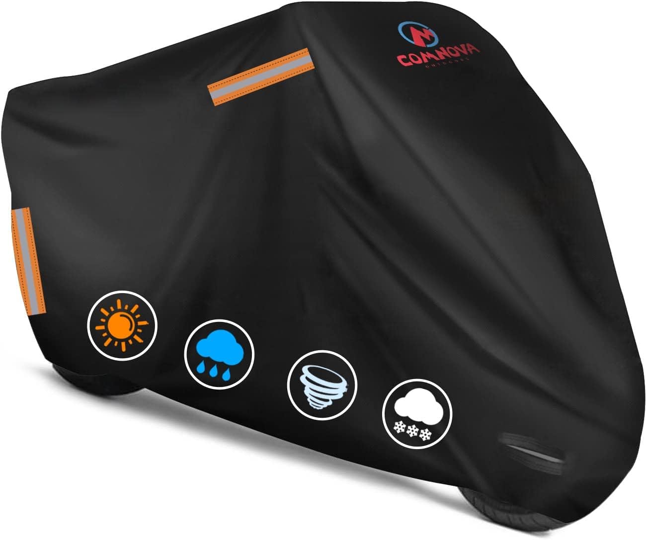Motorcycle Cover All Season, Universal Waterproof Weather Sun Outdoor Protection Motorbike Cover, Scooter Shelter, Heavy-Duty Motorcycles Vehicle Cover, Fits Up to 96" Motors