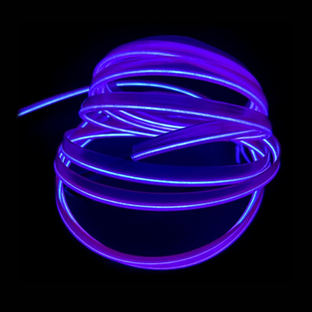 El Wire Purple Interior Car LED Strip Lights, 10M Neon Wire USB 5V with Fuse Protection for Automotive Interior Decoration, with 6mm Sewing Edge
